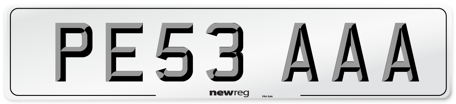 PE53 AAA Number Plate from New Reg